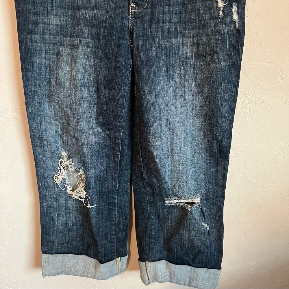 Decree Vintage Boho Wide‎ Leg Distressed Denim Capris - Picture 5 of 10